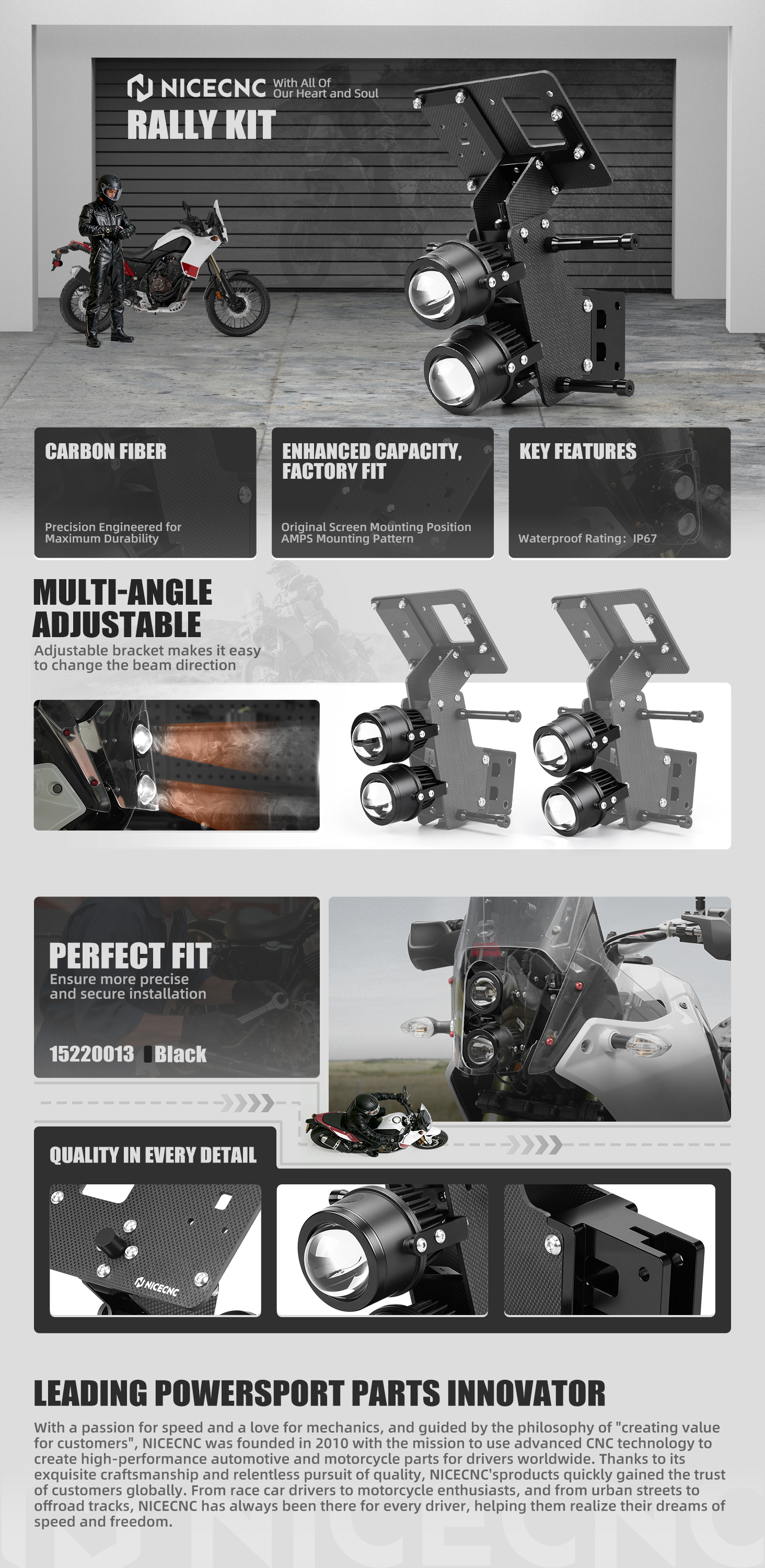NICECNC High-Power Adjustable Headlights Rally Kit For Yamaha